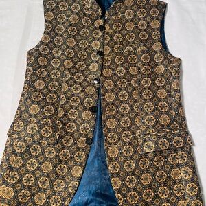 Elegant Gold and Blue Patterned Vest